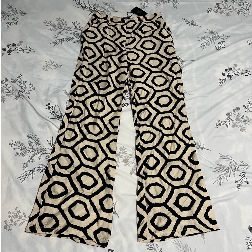 Sincerely Jules Boho Style Geomety Flowy Wide Leg Lounge Vacation Pants S